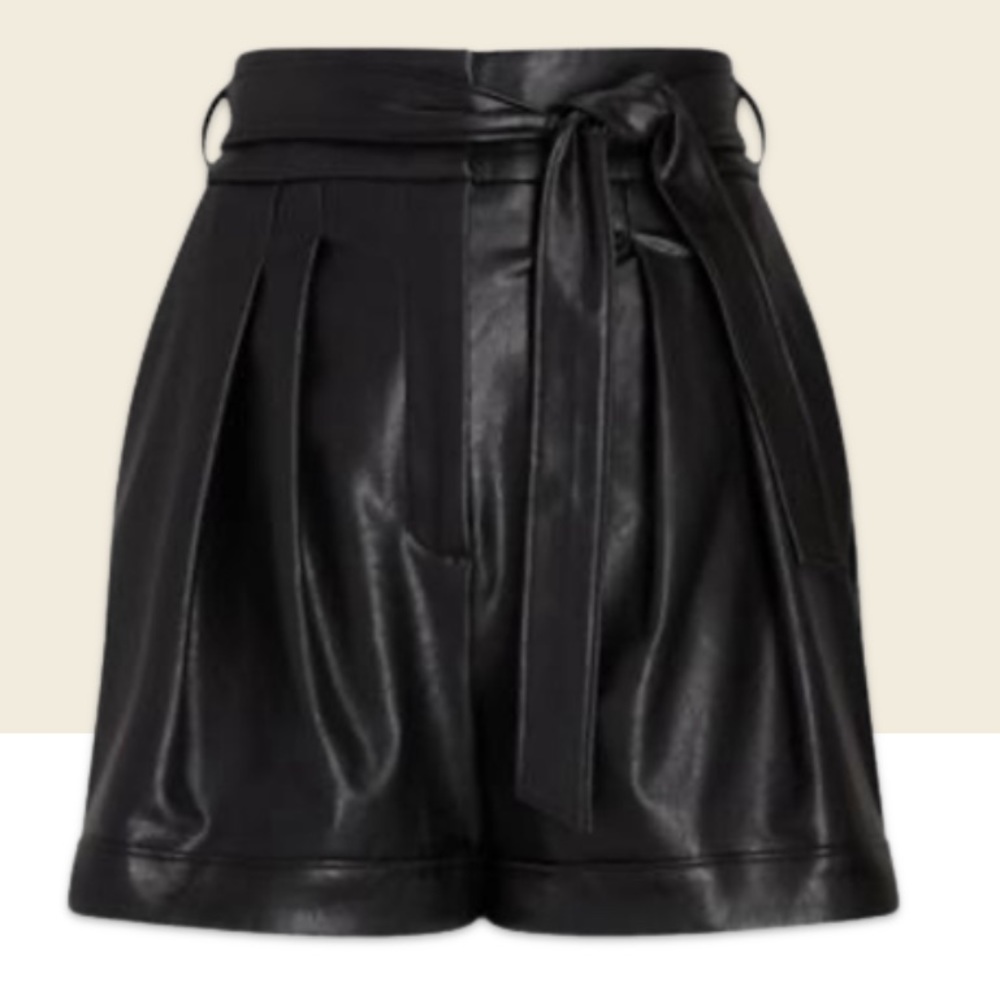 Express faux leather paper bag shorts